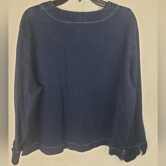 J.Jill Blue Denim Look Wood Button-Up Cardigan Jacket Sz L - Picture 6 of 8
